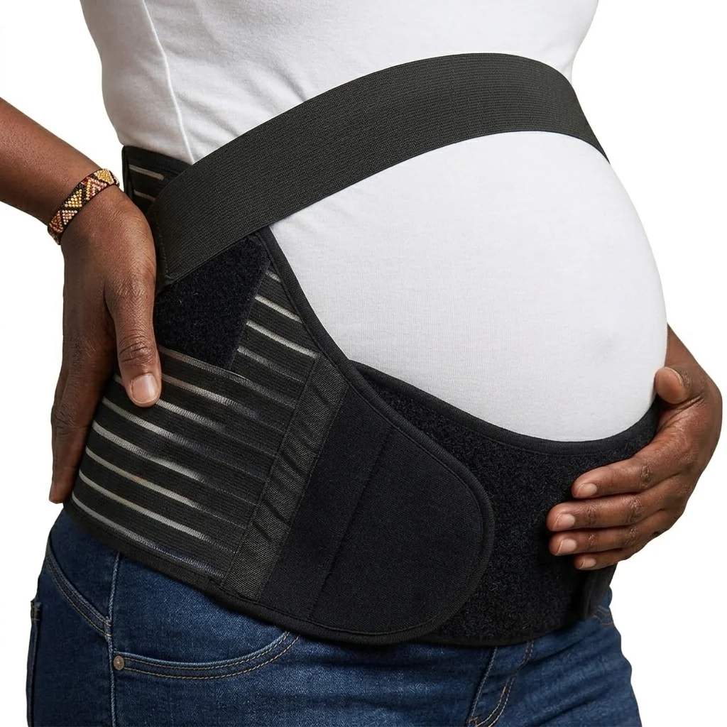 Ceinture de maternité portée sous le ventre
